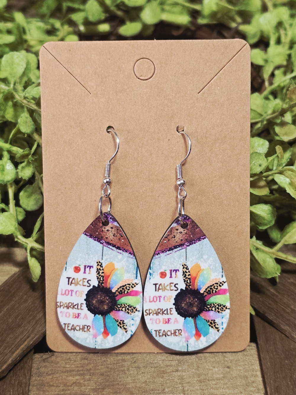 Colorful Sunflower Teacher Teardrop Earrings - Multicolor
